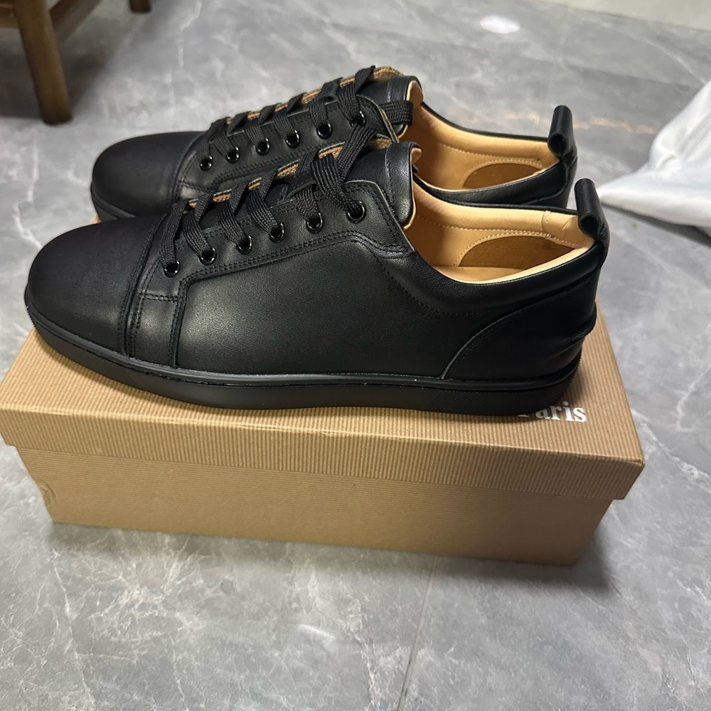 Christian Louboutin Black Leather Low-Top Sneakers